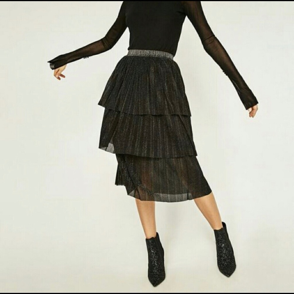 Zara layered pleated skirt